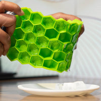Kitchen4U Silicone Ice Cube Tray, Molds, Easy-Release and Flexible 37 Ice cubes, for Whiskey Cocktail, Stackable and Safe Ice Cube Honeycomb Small Cubes Fridge Bar Soft. Tray set of 2pcs