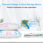 Reusable Ziplock Vacuum Storage Space Saver Plastic Bags for Clothes with Travel Hand Pump - Pack of 5 (2S (60Cmx80Cm), 2M (50Cmx70Cm), 1L(80Cmx100Cm)) - White