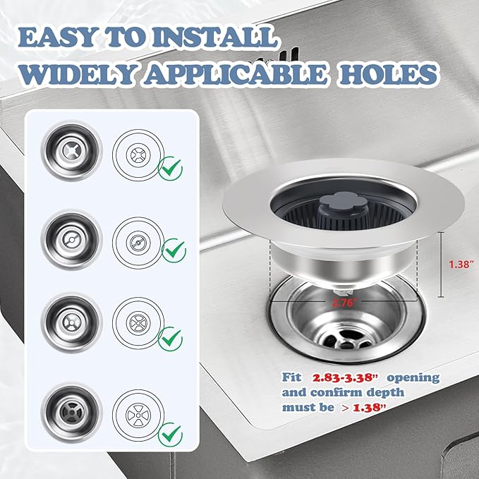 3-in-1 Sink Drain Strainer