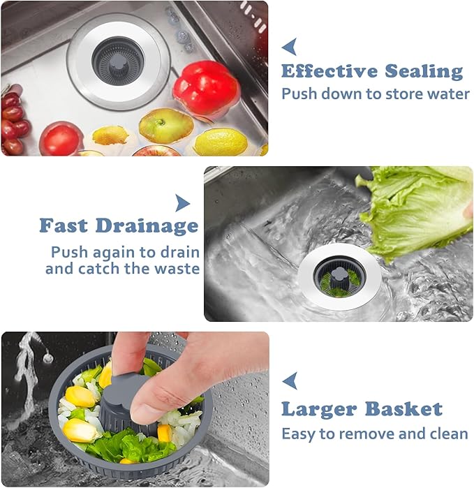 3-in-1 Sink Drain Strainer