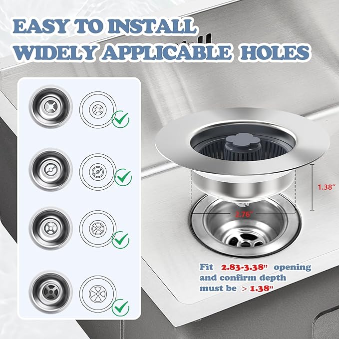 3-in-1 Sink Drain Strainer